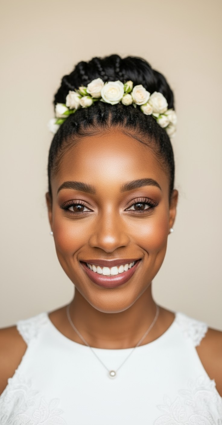After Bridal Bun With Flower